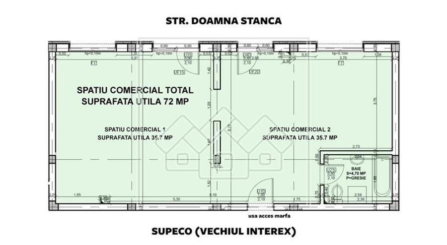 Spațiu comercial, de 72 mp, în Exterior Sud