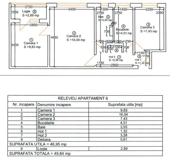 Apartament cu 3 camere nedecomandat, mobilat în Girocului