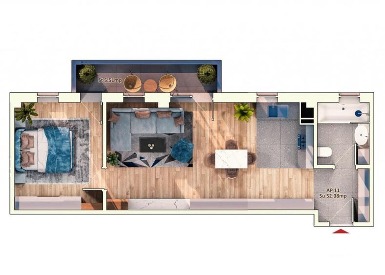 Apartament cu 2 camere semidecomandat în Central — fotografia 1