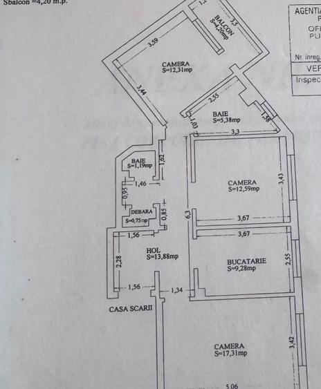 Apartament cu 3 camere decomandat în Brotăcei