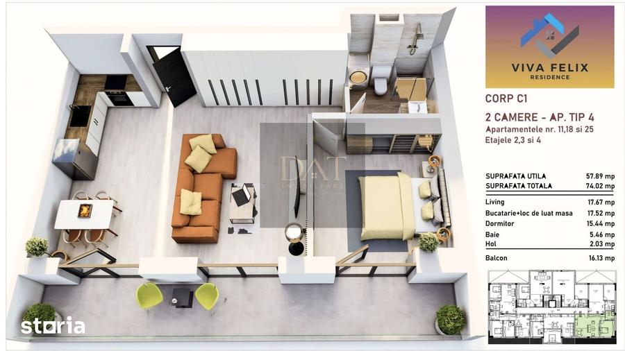 Apartament cu 2 camere în Sânmartin