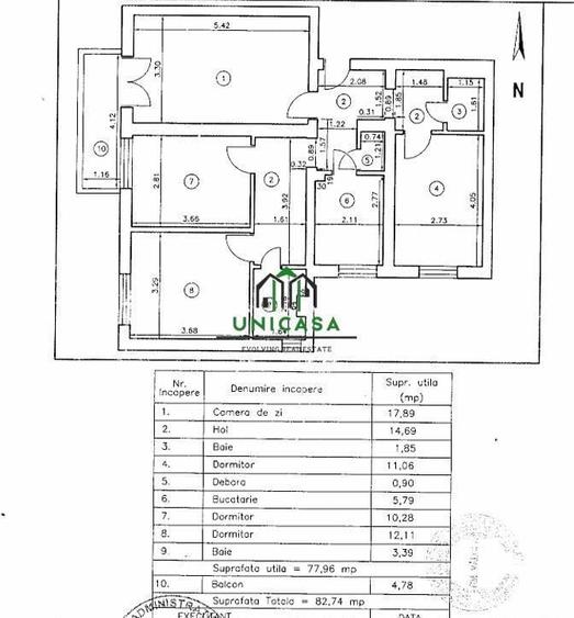 Apartament 4 camere, decomandat/Etaj 4/4 ,Zona Nord - 10