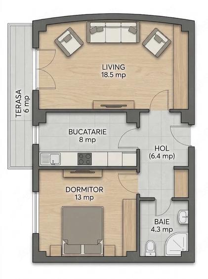 Apartament cu 2 camere decomandat în Parcul Carol