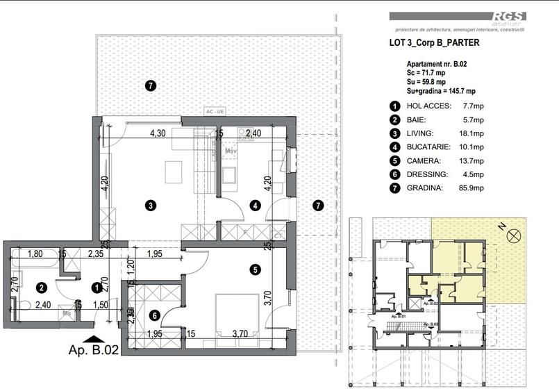 Apartament cu 2 camere semidecomandat în Freidorf