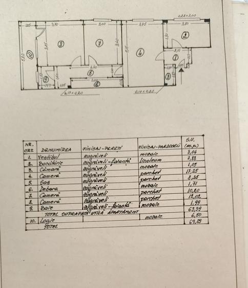 Apartament cu 3 camere semidecomandat în Titan