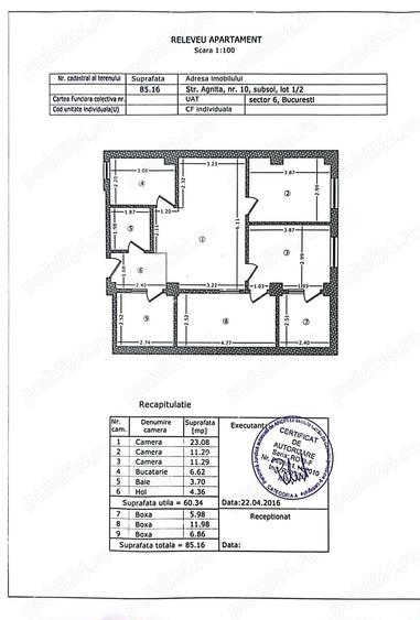 Apartament cu 3 camere decomandat în Central