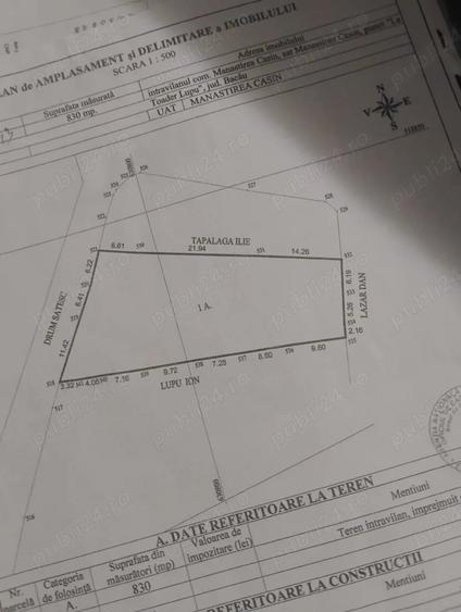 Teren de 830 mp, în Central