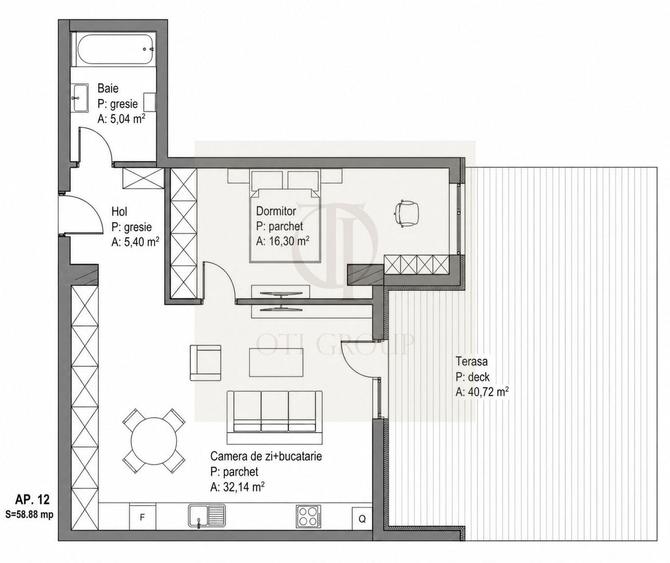 Apartament cu 2 camere semidecomandat, mobilat în Gheorgheni