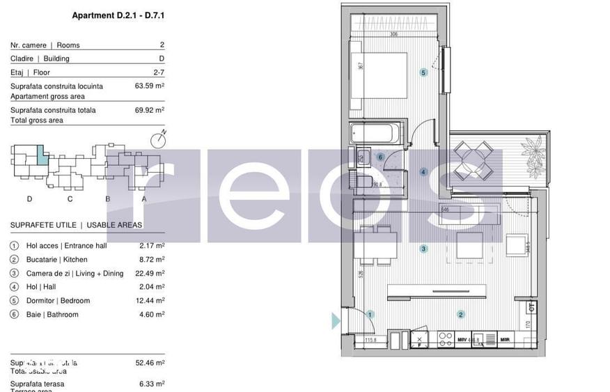 VANZARE APARTAMENT 2 CAMERE | STRAULESTI | 64MP | TERASA | COMPLEX NOU - 10