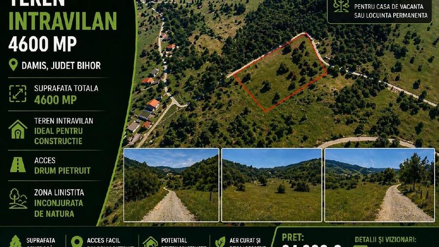 Teren agricol intravilan de 4600 mp, în Damiș