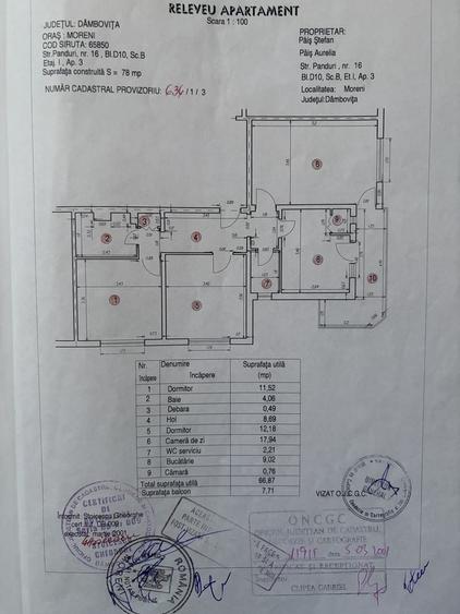 Apartament cu 3 camere decomandat în Central