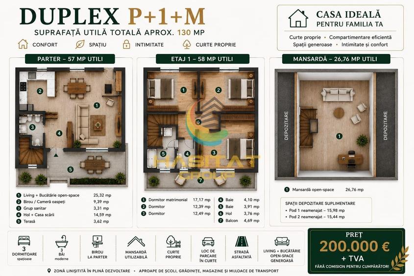 Vânzare DUPLEX   P+1+M | 133 mp | Popești Leordeni - 3