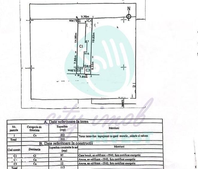 Casă cu 3 camere cu Teren 222 Mp în Tei