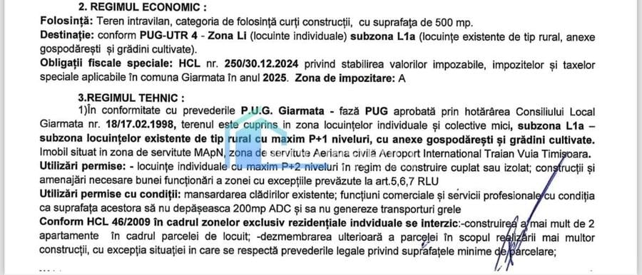 Teren Construcții intravilan de 500 mp, în Giarmata