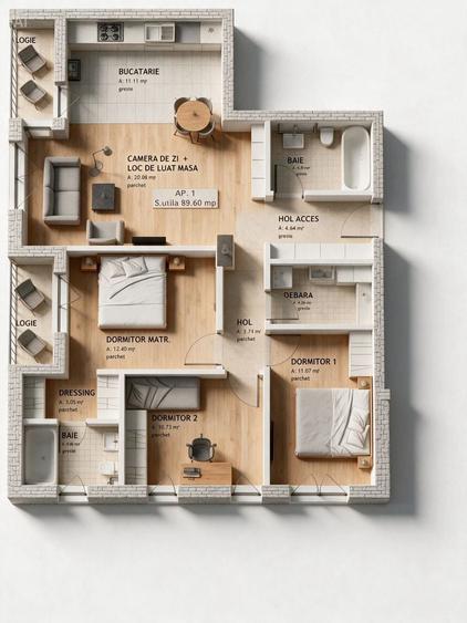 Apartament cu 4 camere semidecomandat în Florești