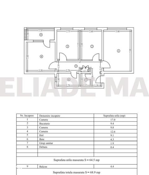 Apartament cu 3 camere decomandat în Nord