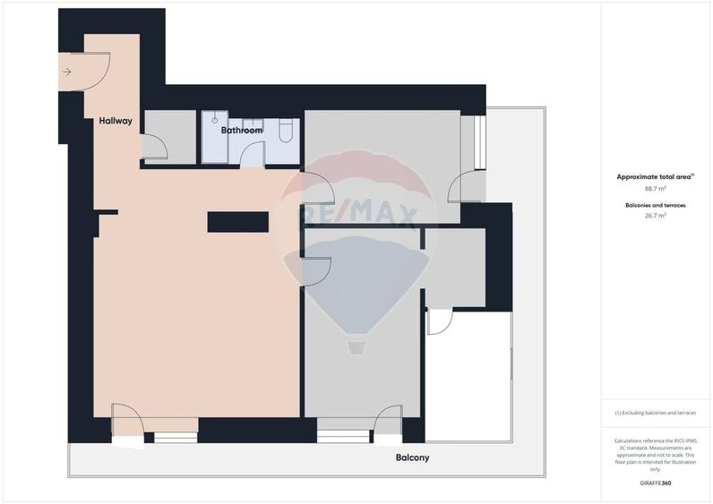 Apartament cu 3 camere semidecomandat în Nord