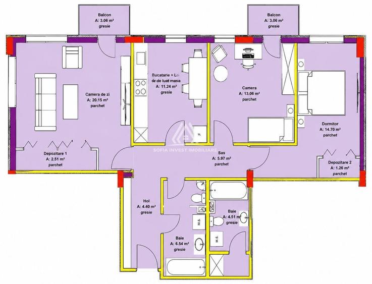 Apartament cu 3 camere în Iris
