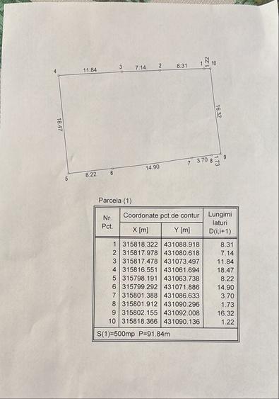Teren de 500 mp, în Exterior Vest
