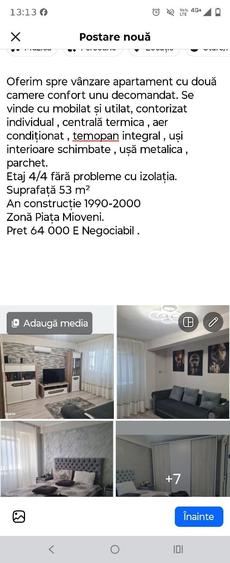 Apartament cu 2 camere decomandat în Central