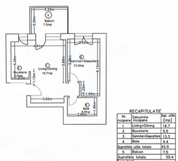 Apartament cu 2 camere semidecomandat în Pipera