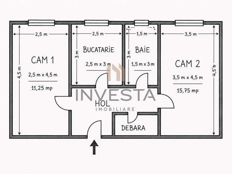 Apartament cu 2 camere decomandat în Central
