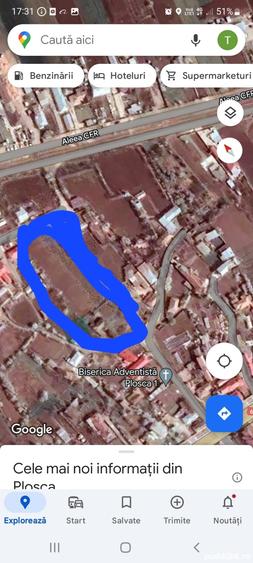 Teren de 3600 mp, în Plosca