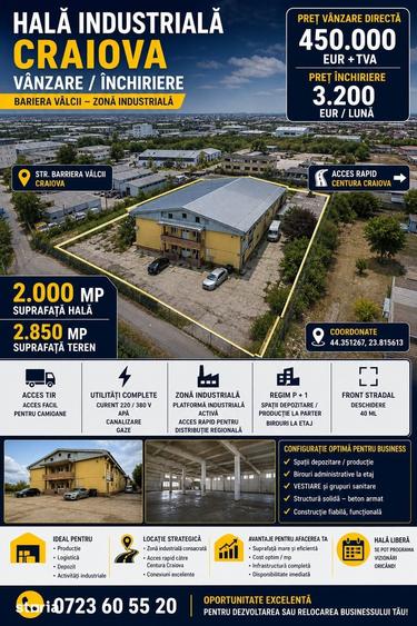 Spațiu comercial, de 2,000 mp, în Bariera Vâlcii