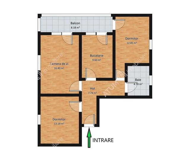 Apartament cu 3 camere decomandat, mobilat în Trei Stejari