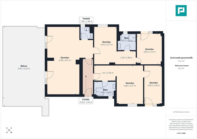 Apartament cu 5 camere semidecomandat în Central