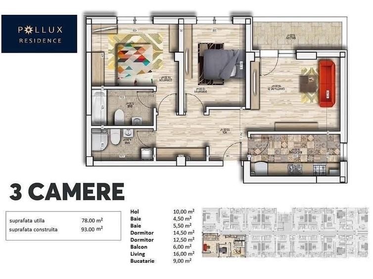 Apartament cu 3 camere decomandat în Chiajna