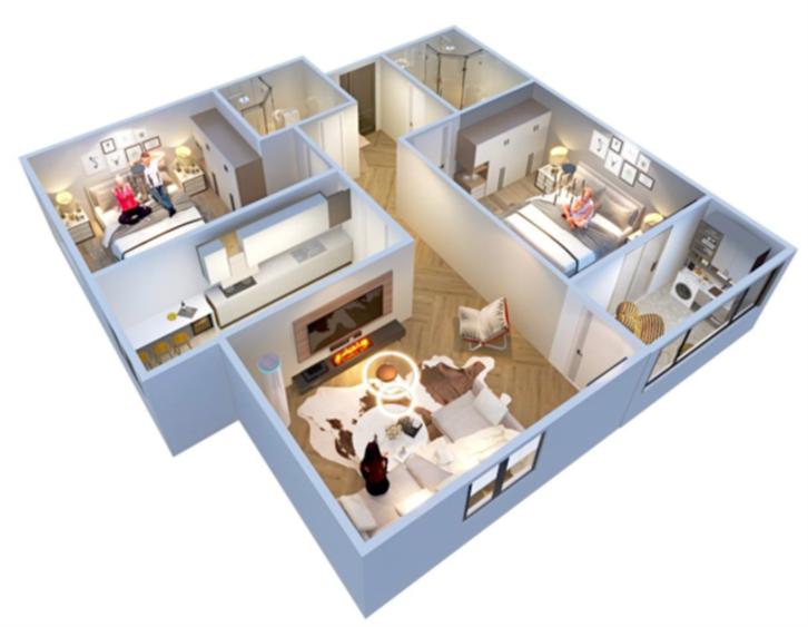 Apartament cu 3 camere semidecomandat în Chiajna