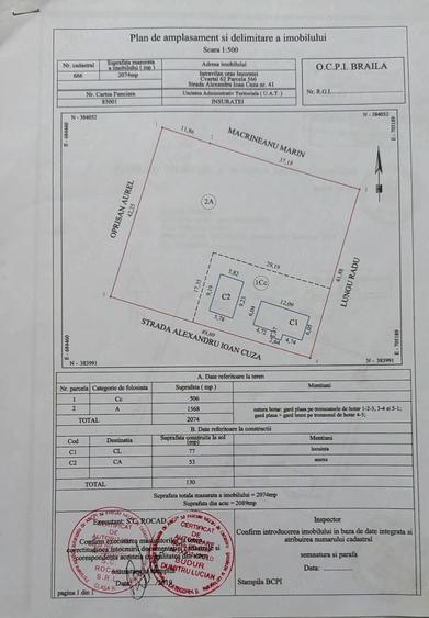 Casă cu 2 camere cu Teren 2074 Mp în Central