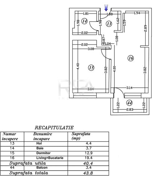Apartament cu 2 camere semidecomandat în Matei Voievod