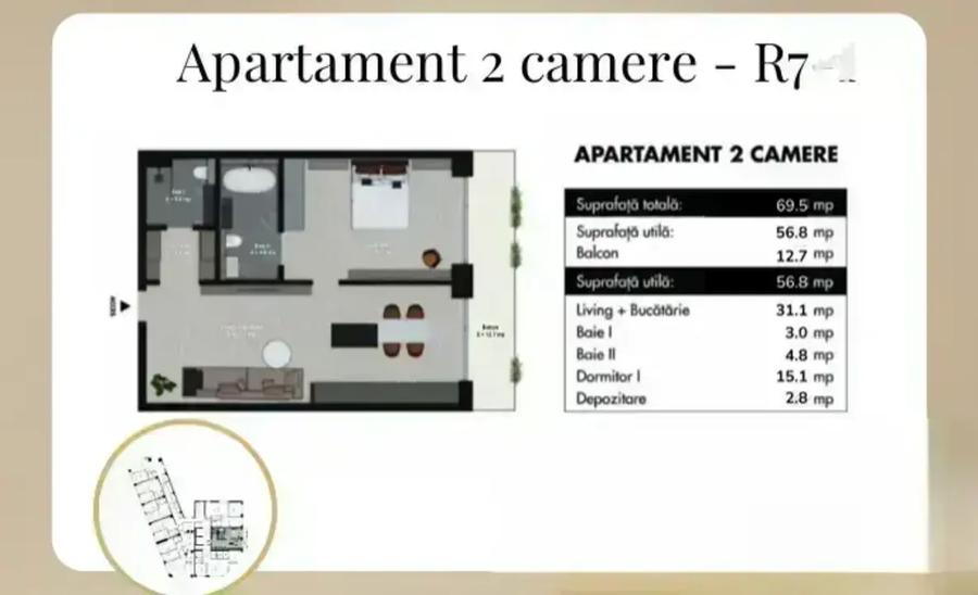 Apartament cu 2 camere semidecomandat în Unirii