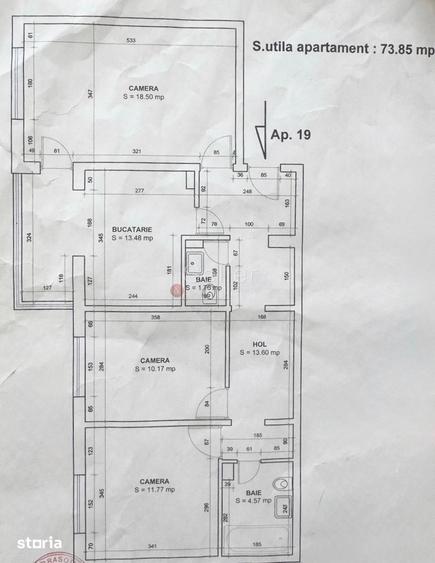 Apartament cu 3 camere în Triaj