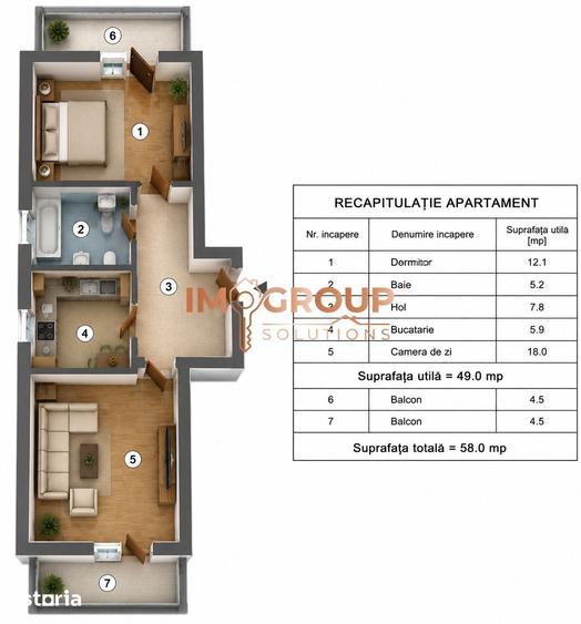 Apartament cu 2 camere în Rediu