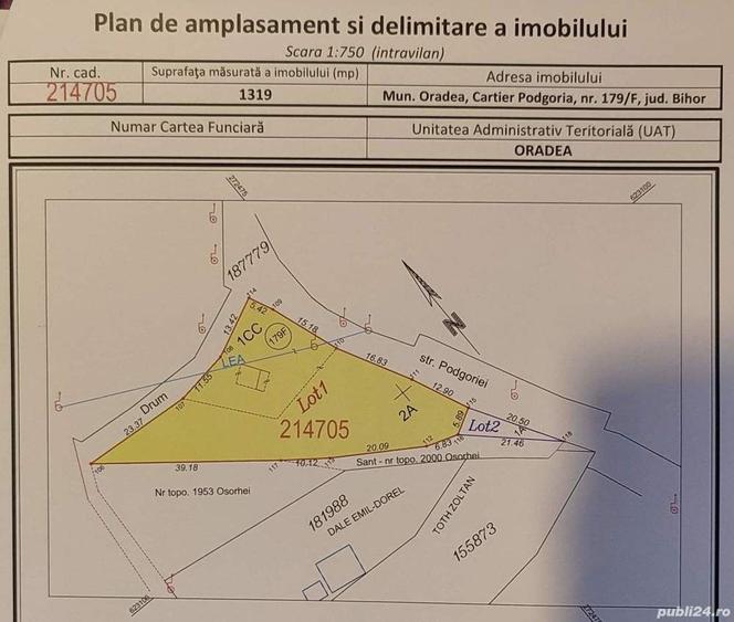 Teren de 1349 mp, în Podgoria