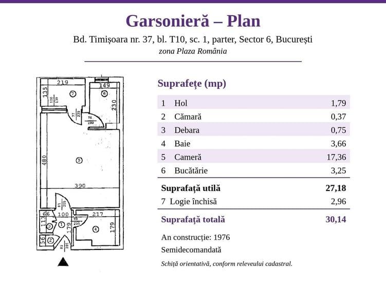 Garsonieră semidecomandată în Drumul Taberei