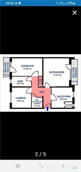 Apartament cu 3 camere decomandat în Central