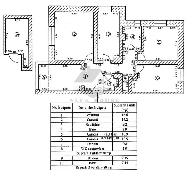 Apartament cu 3 camere decomandat în Central