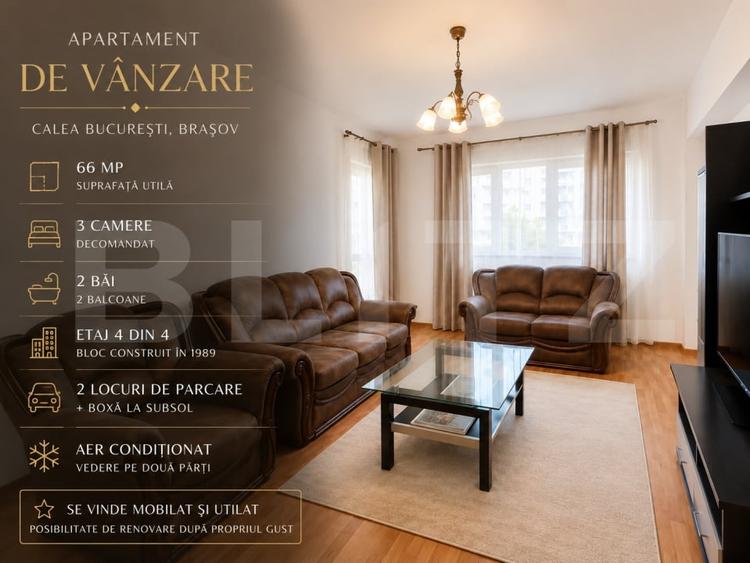 Apartament cu 3 camere decomandat, mobilat în Calea București