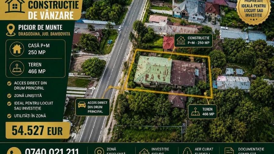 Casă individuală cu 4 camere cu Teren 466 Mp în Dragodana