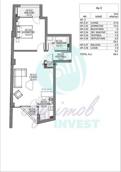 Apartament cu 2 camere semidecomandat în Ștefan cel Mare