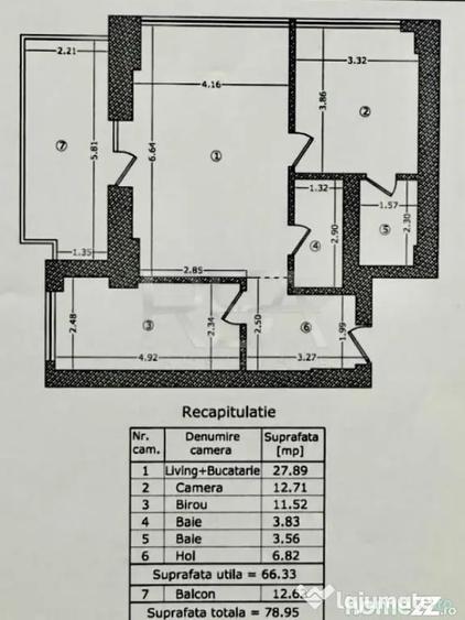 Apartament cu 3 camere semidecomandat în Aviației