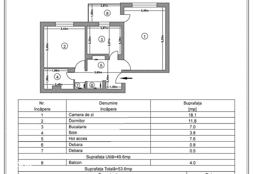 Apartament cu 2 camere decomandat în Eremia
