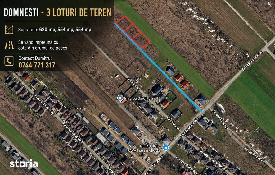 Domnesti, Teren construibil 1.700 mp - 3 loturi - 1