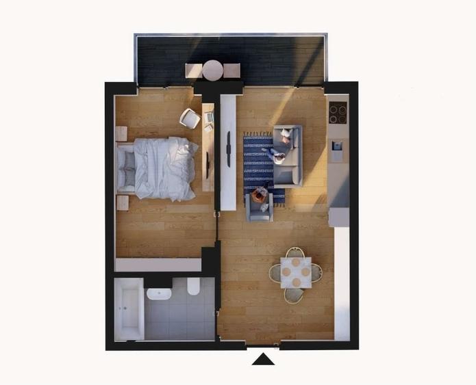 Apartament cu 2 camere decomandat în Râșnov
