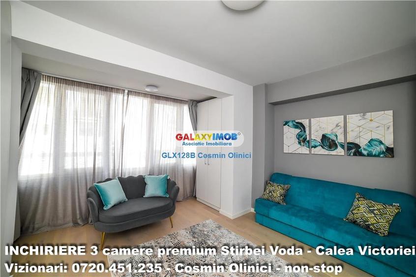 Apartament cu 3 camere semidecomandat, mobilat în Calea Victoriei