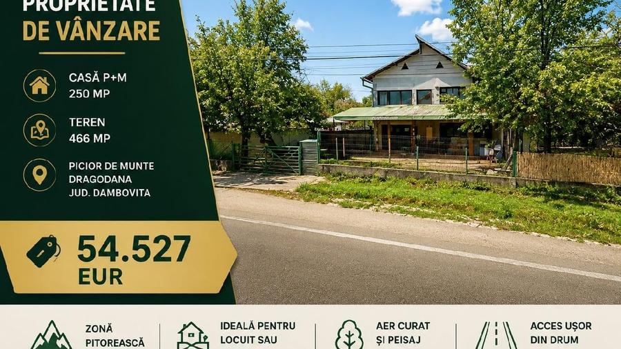 Casă individuală cu 4 camere cu Teren 466 Mp în Dragodana